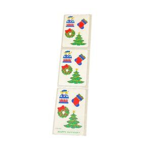 Vintage Holiday Stickers Sheet Featuring Festive Designs & Colors Tree Stocking